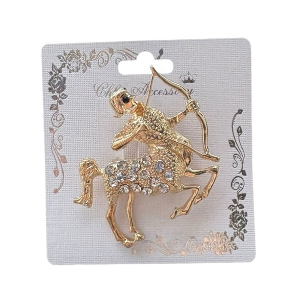 3/$25 Chloe Accessory Gold Tone Sagittarius Zodiac Archer Pin Brooch